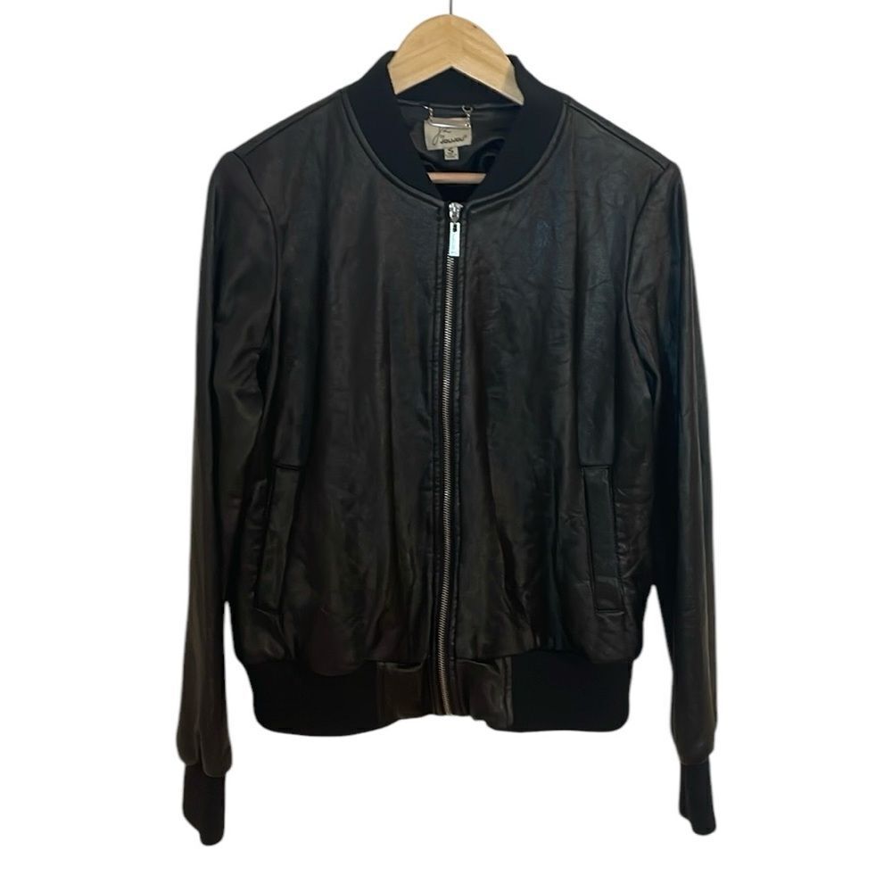 J2 JouJou Black Soft Faux Leather Jacket, Small